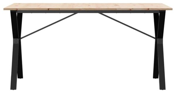 VidaXL tömör fenyőfa és öntöttvas étkezőasztal Y-vázzal 140x80x75 cm