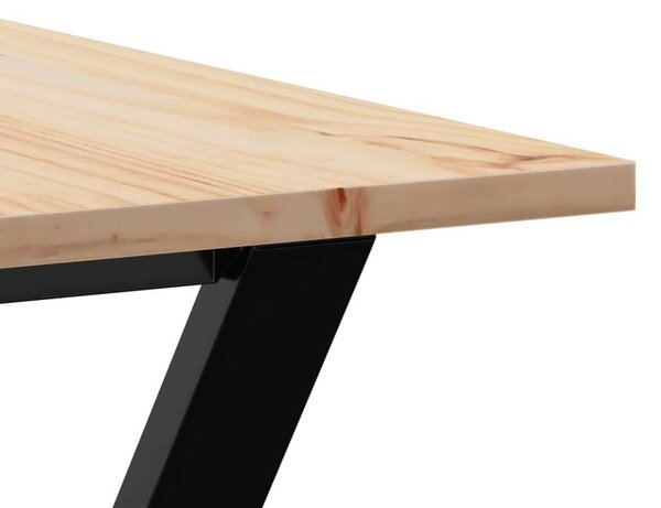 VidaXL tömör fenyőfa és öntöttvas étkezőasztal Y-vázzal 140x80x75 cm