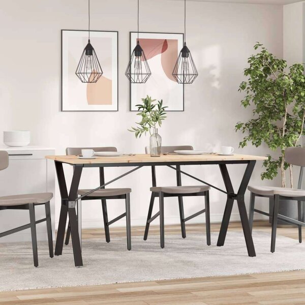 VidaXL tömör fenyőfa és öntöttvas étkezőasztal Y-vázzal 140x80x75 cm