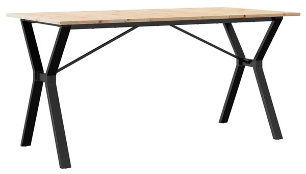 VidaXL tömör fenyőfa és öntöttvas étkezőasztal Y-vázzal 140x80x75 cm