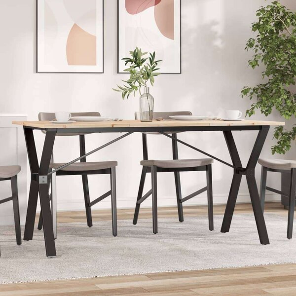 VidaXL tömör fenyőfa és öntöttvas étkezőasztal Y-vázzal 140x80x75 cm