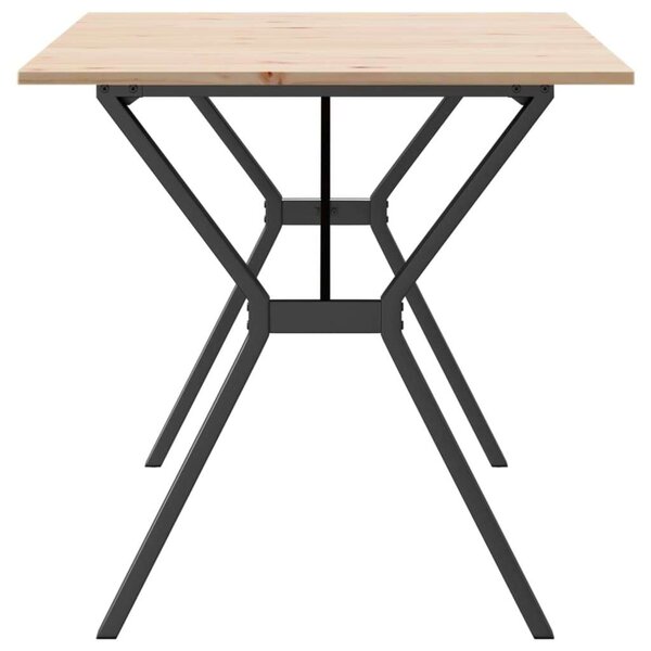 VidaXL tömör fenyőfa és öntöttvas étkezőasztal Y-vázzal 140x80x75 cm