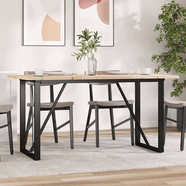 VidaXL tömör fenyőfa és öntöttvas étkezőasztal O-vázzal 160x80x75,5 cm