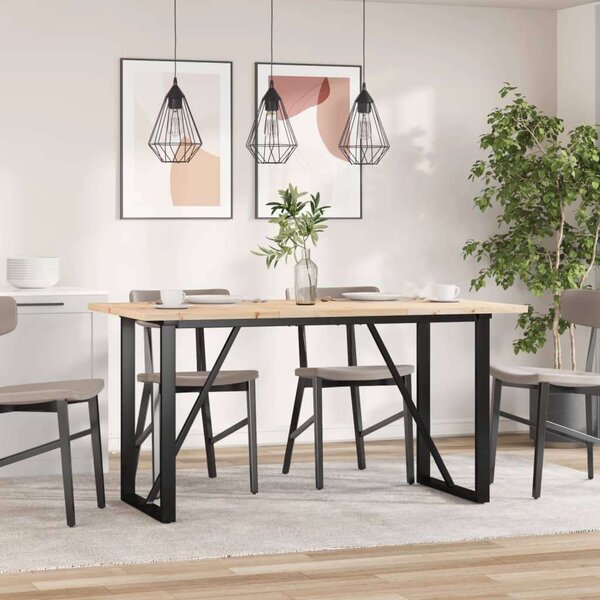 VidaXL tömör fenyőfa és öntöttvas étkezőasztal O-vázzal 160x80x75,5 cm