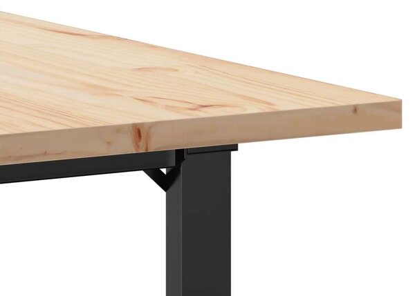 VidaXL tömör fenyőfa és öntöttvas étkezőasztal O-vázzal 90x90x75,5 cm