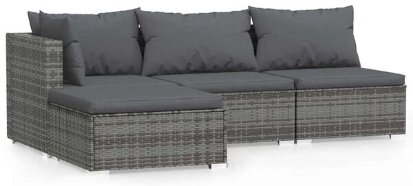 4 részes szürke polyrattan kerti ülőgarnitúra párnákkal