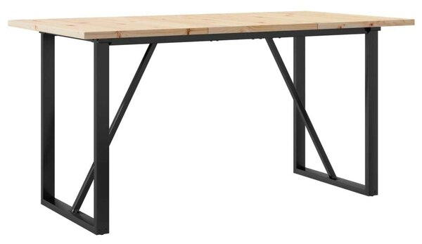 VidaXL tömör fenyőfa és öntöttvas étkezőasztal O-vázzal 160x80x75,5 cm
