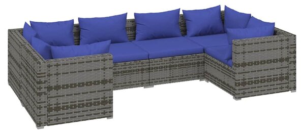 6 részes szürke polyrattan kerti ülőgarnitúra párnákkal