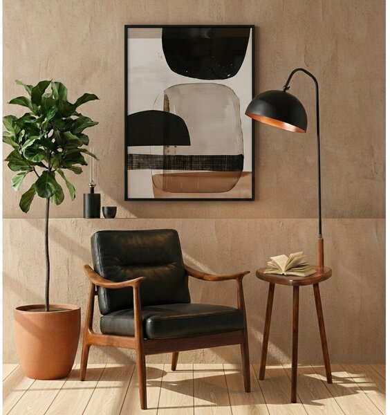 Fekete-barna állólámpa polccal fém búrával (magasság 160 cm) Table – Opviq lights