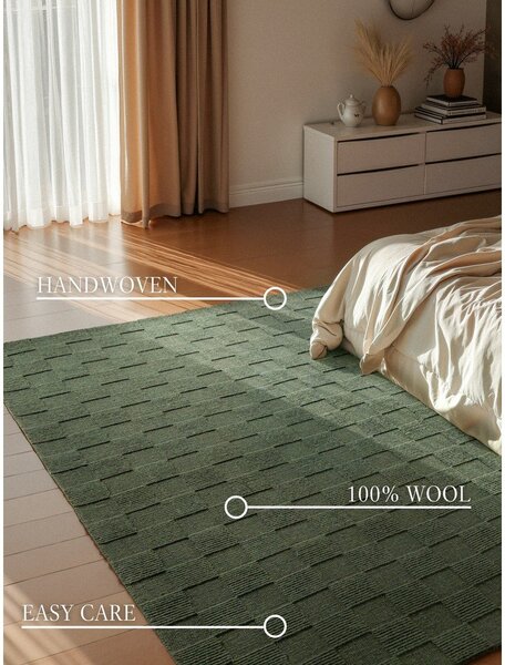 Sötétzöld kézi szövésű gyapjú szőnyeg 200x300 cm Scala – Villeroy&Boch