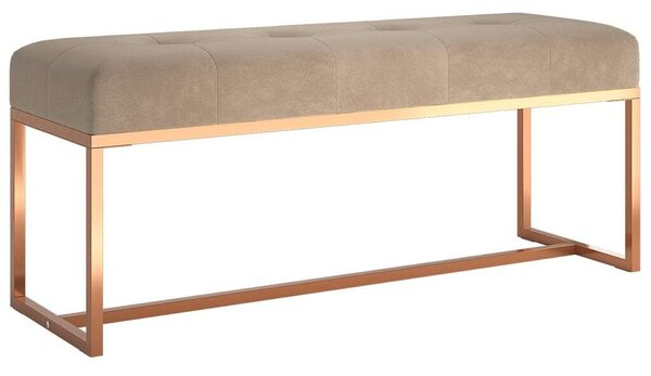 Elegáns Bársony Pad - Bézs - Rózsaarany Lábak - 110x36x45 cm