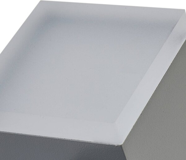 Lindby Sally LED fali világítás, 22 cm, szürke, IP54, érzékelővel, Alu / szürke / cink, Alumínium, Modern