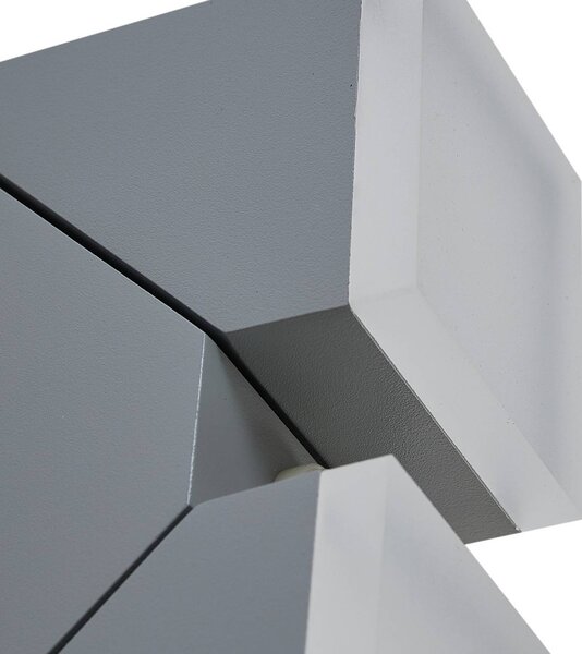 Lindby Sally LED fali világítás, 22 cm, szürke, IP54, érzékelővel, Alu / szürke / cink, Alumínium, Modern