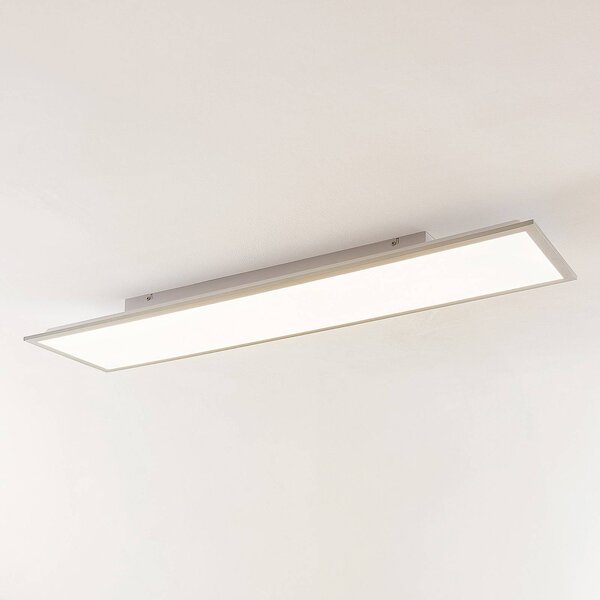 Lindby LED panel Stenley, 4000 K, 120 cm x 30 cm, ezüst/fehér, Fehér / opál, Konyha, Műanyag, Modern
