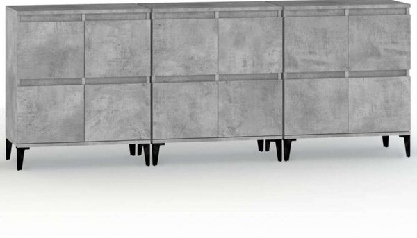 Modern Tálalószekrény Szett - Betonszürke - 3 db - 60x35x70 cm