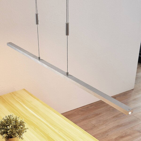 Lucande LED függesztett lámpa Myron, érintésvezérlésű, CCT, alumínium, dimmelhető, Alu / szürke / cink, Nappali / Étkező, Alumínium, Modern
