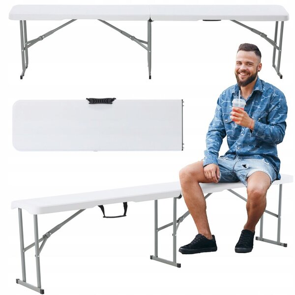 GardenLine összecsukható Kerti pad 180cm - fehér