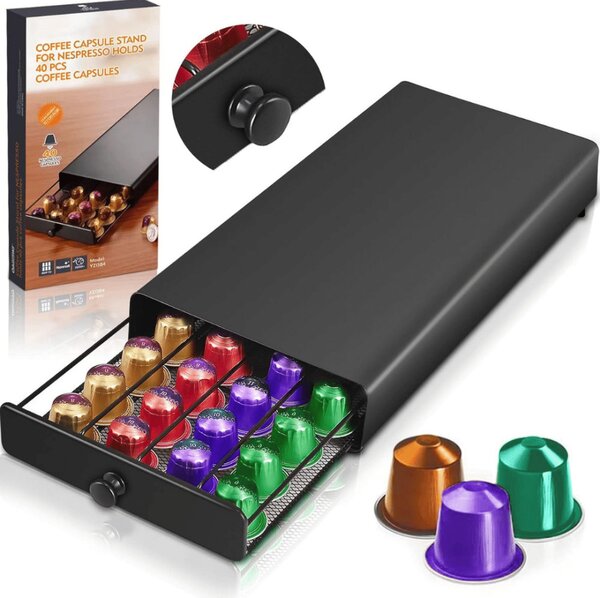 Nespresso kávékapszula tartó fiók, elegáns fogantyúval- 40 db kapszula