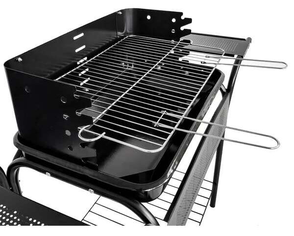 Kerti grill, fém polcok, állítható rács, kerekek | SL5636T