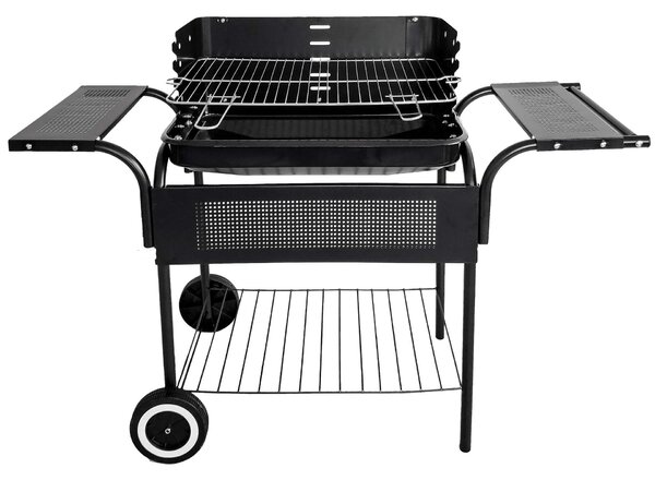 Kerti grill, fém polcok, állítható rács, kerekek | SL5636T