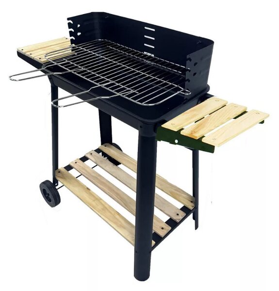 Téglalap alakú görgős faszenes grill