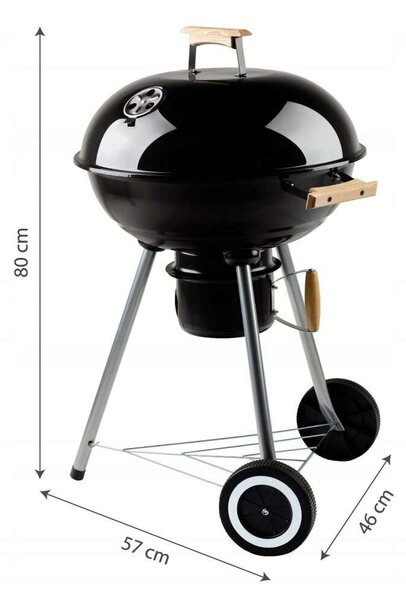 ModernHome kerti faszén grill, fedővel és kerekekkel | A-K18FL