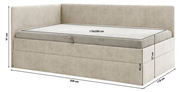 Egyszemélyes ágy 110 cm Optoman (barnásszürke) (ágyráccsal és matraccal) (tárolóhellyel)