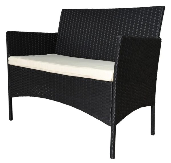 Rattan bútorkészlet MADERA - fekete/bézs párnák