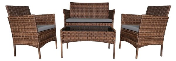 Rattan bútorkészlet MADERA - barna/szürke párnák