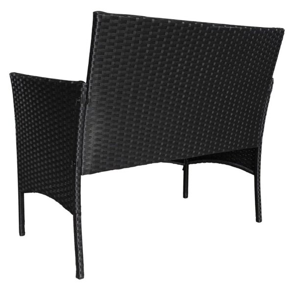 Rattan bútorkészlet MADERA - fekete/bézs párnák