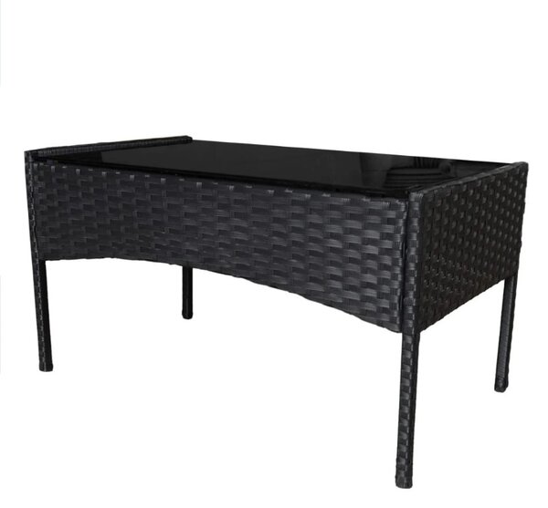 Rattan bútorkészlet MADERA - fekete/bézs párnák