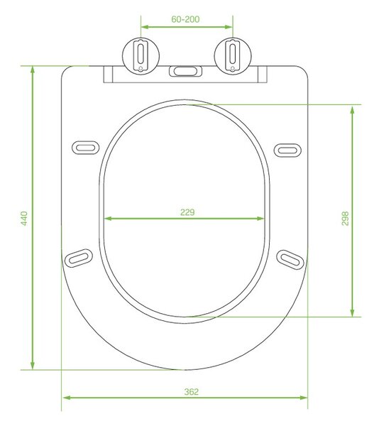 Laveo Desna, WC-ülőke 440x362 mm, lágyan záródó, duroplaszt, fehér fényes felület, LAV-ADA_600D