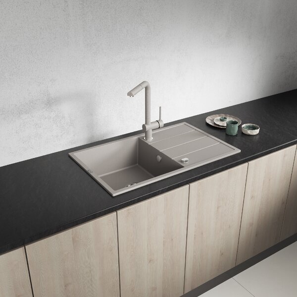 Laveo Wolin, 1 rekeszes gránit mosogató 780x480x185 mm, bézs, LAV-SPW_411T