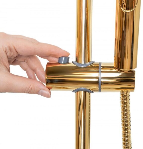 Erga Dubai, termosztátos zuhanyoszlop szett 30 cm-es esőztető zuhannyal és zuhanyfejjel, fényes arany, ERG-YKA-BP.DUBAJ-THERM-30-GLD
