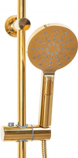 Erga Dubai, termosztátos zuhanyoszlop szett 30 cm-es esőztető zuhannyal és zuhanyfejjel, fényes arany, ERG-YKA-BP.DUBAJ-THERM-30-GLD