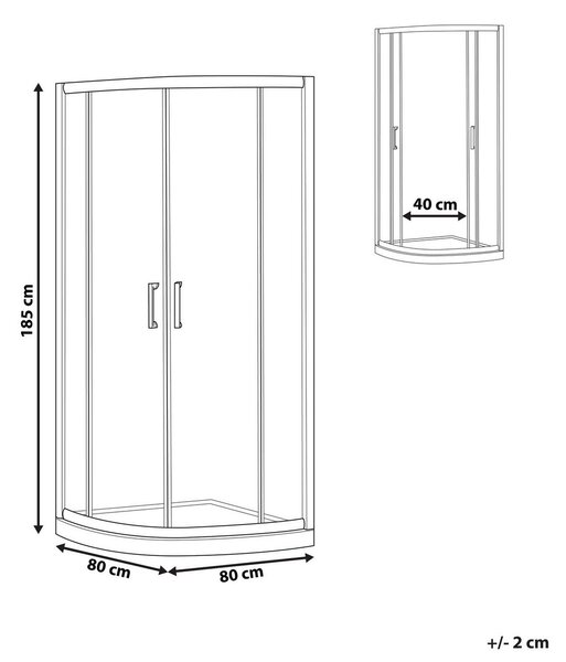 Zuhanykabin JUKATAN 80 x 80 x 185 cm Ezüst