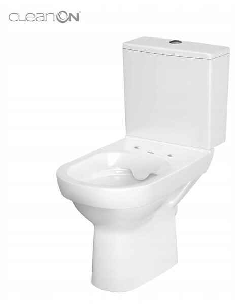 Cersanit City New CleanOn, kombi WC öblítéssel 3 / 5l, vízszintes lefolyó + antibakteriális WC ülőke hőre keményedő, fehér, K35-037