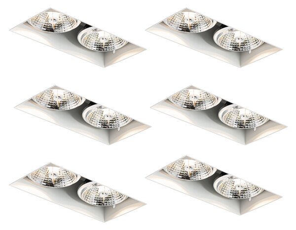 6 db-os süllyesztett spotlámpa szett fehér GU10 70 mm 2 fényű, szegély nélküli - Oneon