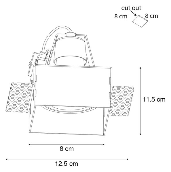 6 db fekete GU10 süllyesztett spotlámpa szett 70 mm-es, szegély nélküli - Oneon