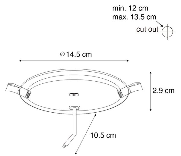 6 darabos süllyesztett spotlámpa szett fehér 14,5 cm LED-del, Kelvinben állítható dip kapcsolóval - Stephanie