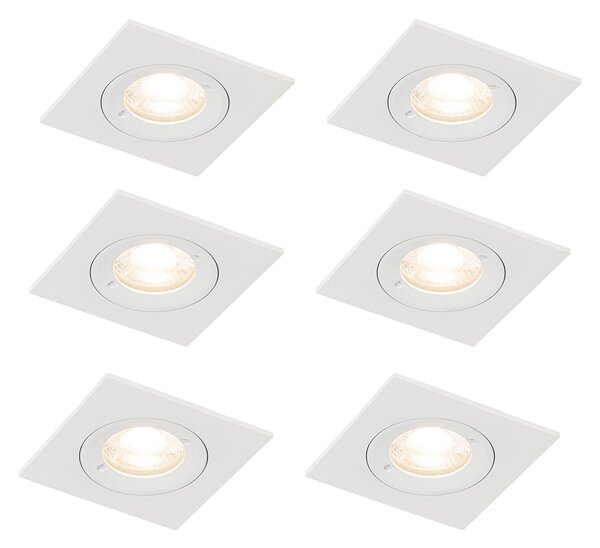 6 db-os beépíthető spotlámpa szett fehér, négyzet alakú, GU10, 50 mm, IP44 - Xena