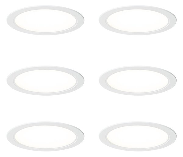 6 darabos süllyesztett spotlámpa szett fehér 14,5 cm LED-del, Kelvinben állítható dip kapcsolóval - Stephanie