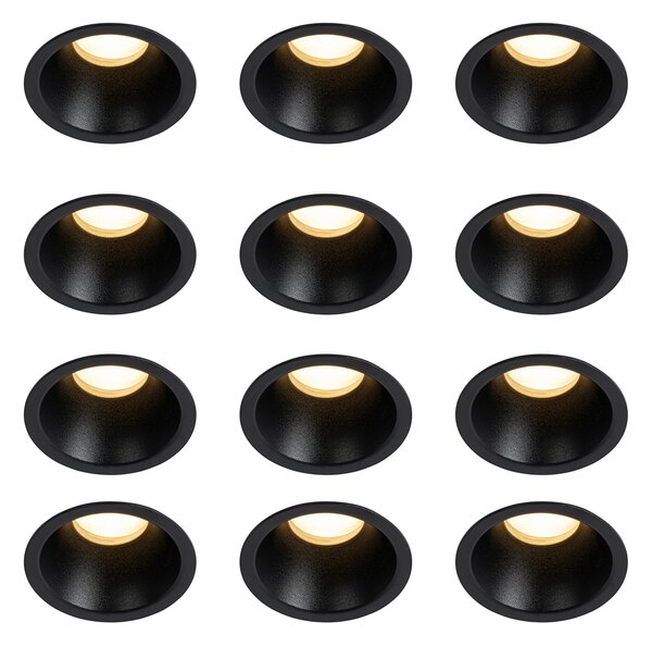 12 db modern, fekete GU10 beépíthető spotlámpa szett 35 mm, IP44 - Dept
