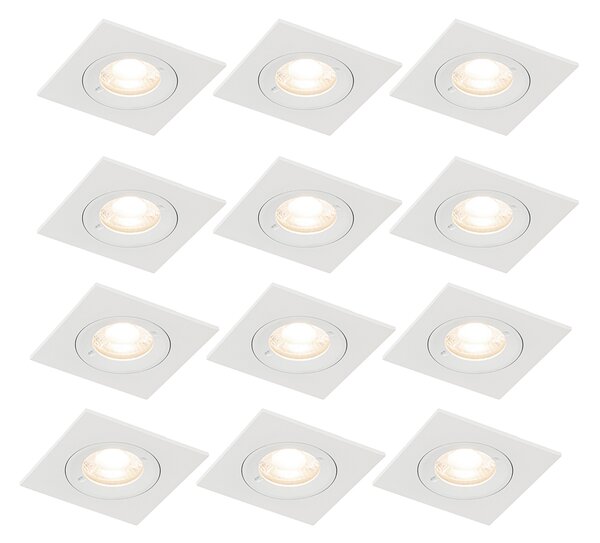12 db-os beépíthető spotlámpa szett fehér, négyzet alakú, GU10, 50 mm, IP44 - Xena