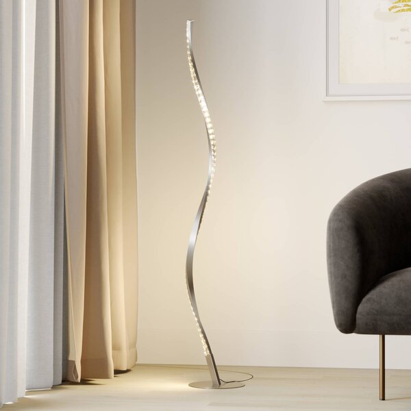 Lindby LED állólámpa Criostal, RGBW, dimmelhető, távirányítóval, dimmelhető, Alu / szürke / cink, Nappali / Étkező, Alumínium, Modern