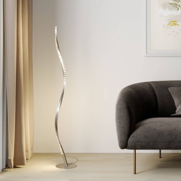 Lindby LED állólámpa Criostal, RGBW, dimmelhető, távirányítóval, dimmelhető, Alu / szürke / cink, Nappali / Étkező, Alumínium, Modern