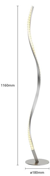 Lindby LED állólámpa Criostal, RGBW, dimmelhető, távirányítóval, dimmelhető, Alu / szürke / cink, Nappali / Étkező, Alumínium, Modern