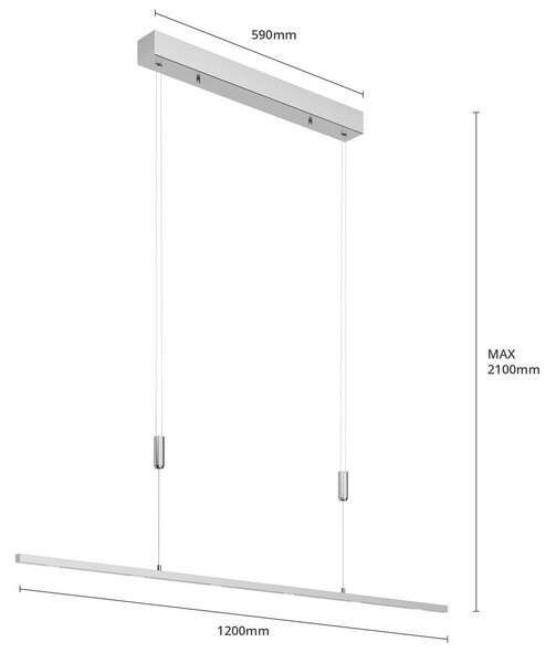 Lucande LED-es függőlámpa Arnik, 120 cm, nikkel színű, fényerőszabályozós, dimmelhető, Alu / szürke / cink, Nappali / Étkező, fém, Modern