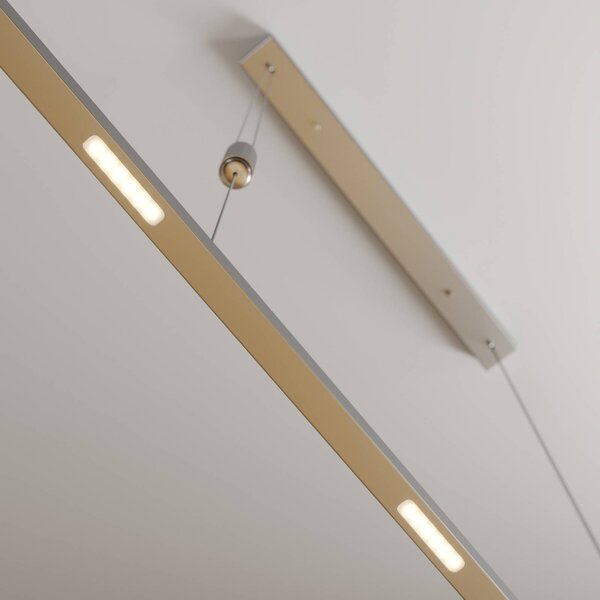 Lucande LED-es függőlámpa Arnik, 120 cm, nikkel színű, fényerőszabályozós, dimmelhető, Alu / szürke / cink, Nappali / Étkező, fém, Modern