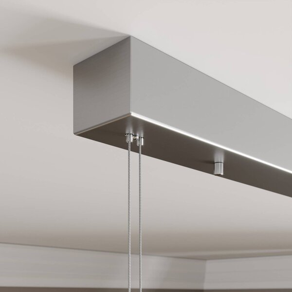 Lucande LED-es függőlámpa Arnik, 120 cm, nikkel színű, fényerőszabályozós, dimmelhető, Alu / szürke / cink, Nappali / Étkező, fém, Modern
